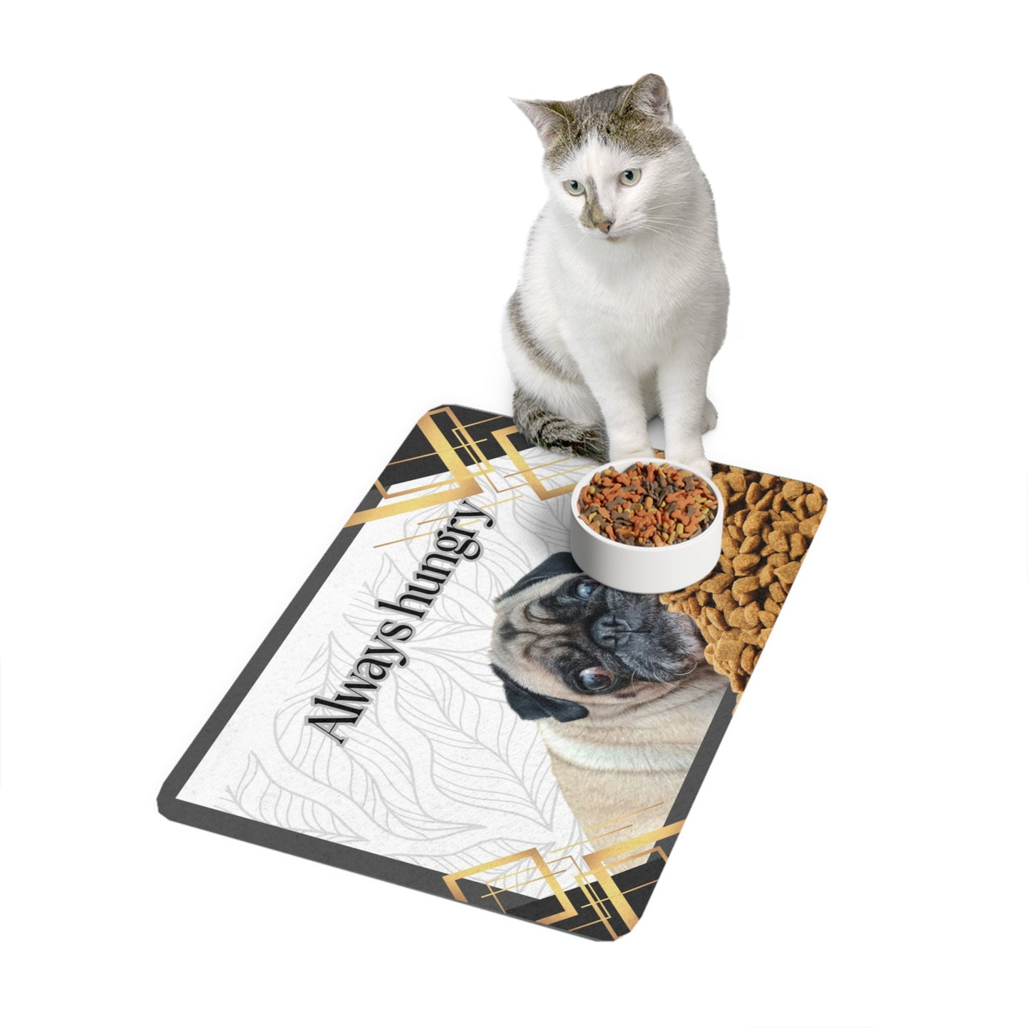 Always Hungry Pet Food Mat - Stylish Dog Feeding Mat (12x18)