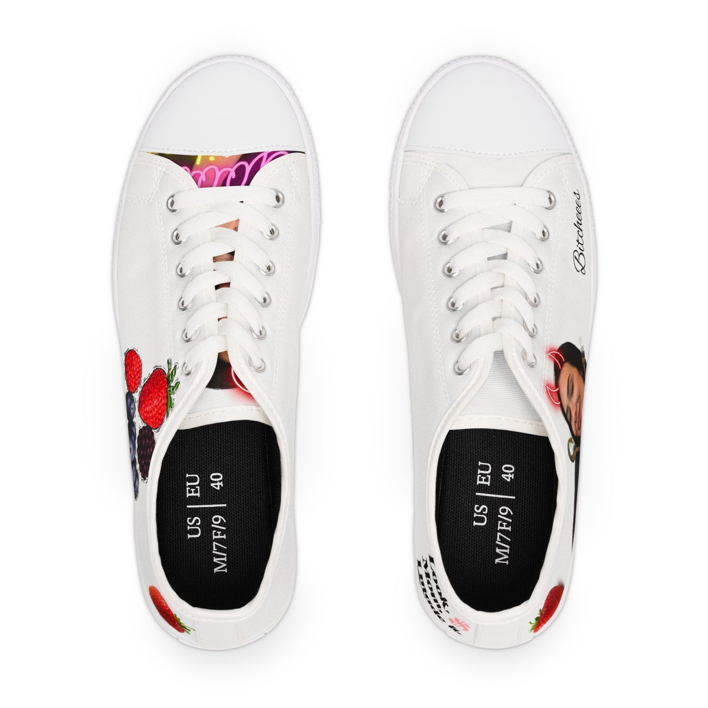 Trendy Women's Low Top Sneakers - Fun Designs & Motivational Quotes