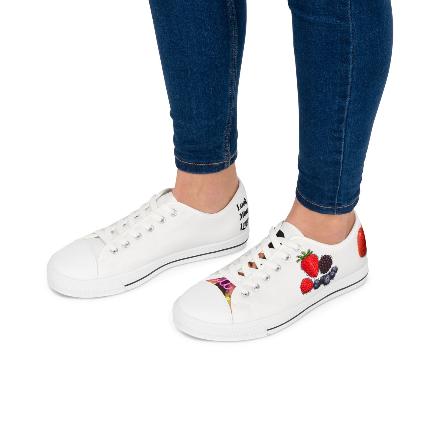 Trendy Women's Low Top Sneakers - Fun Designs & Motivational Quotes