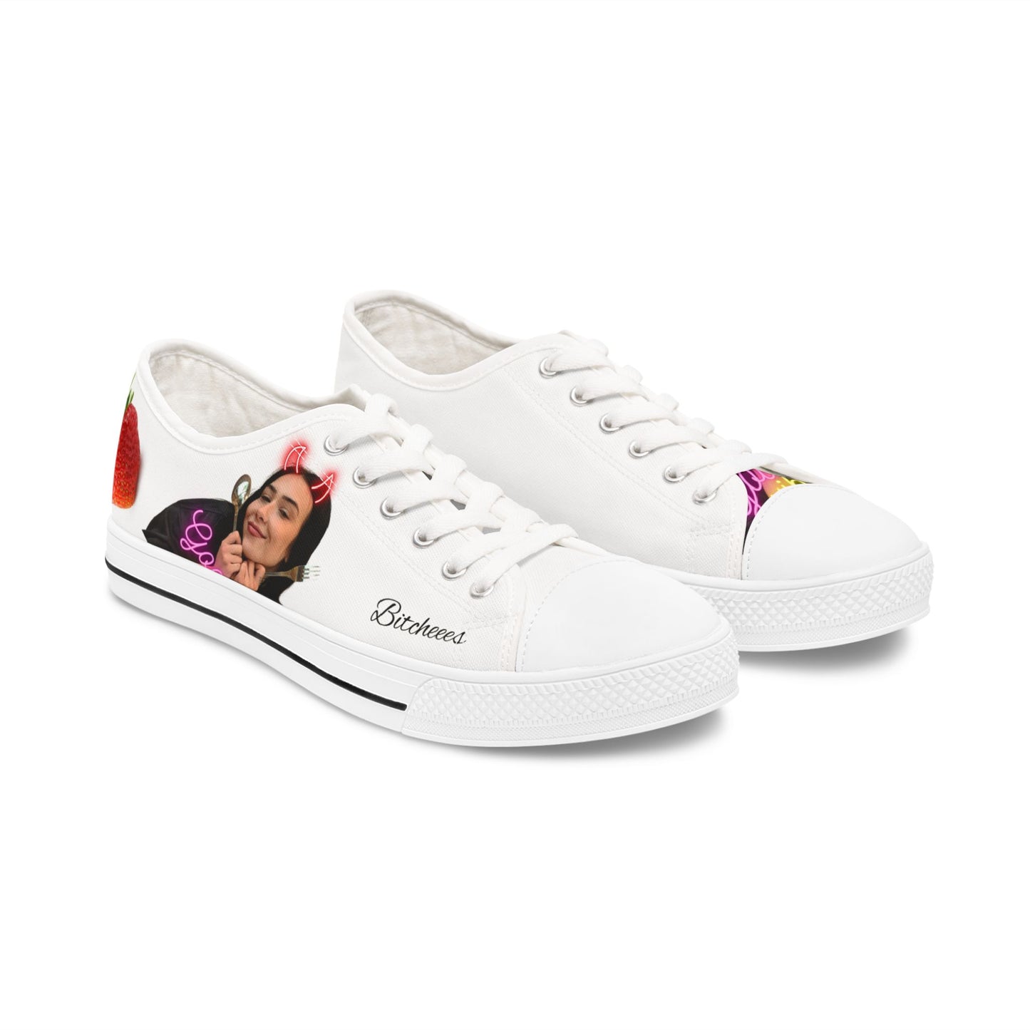 Trendy Women's Low Top Sneakers - Fun Designs & Motivational Quotes